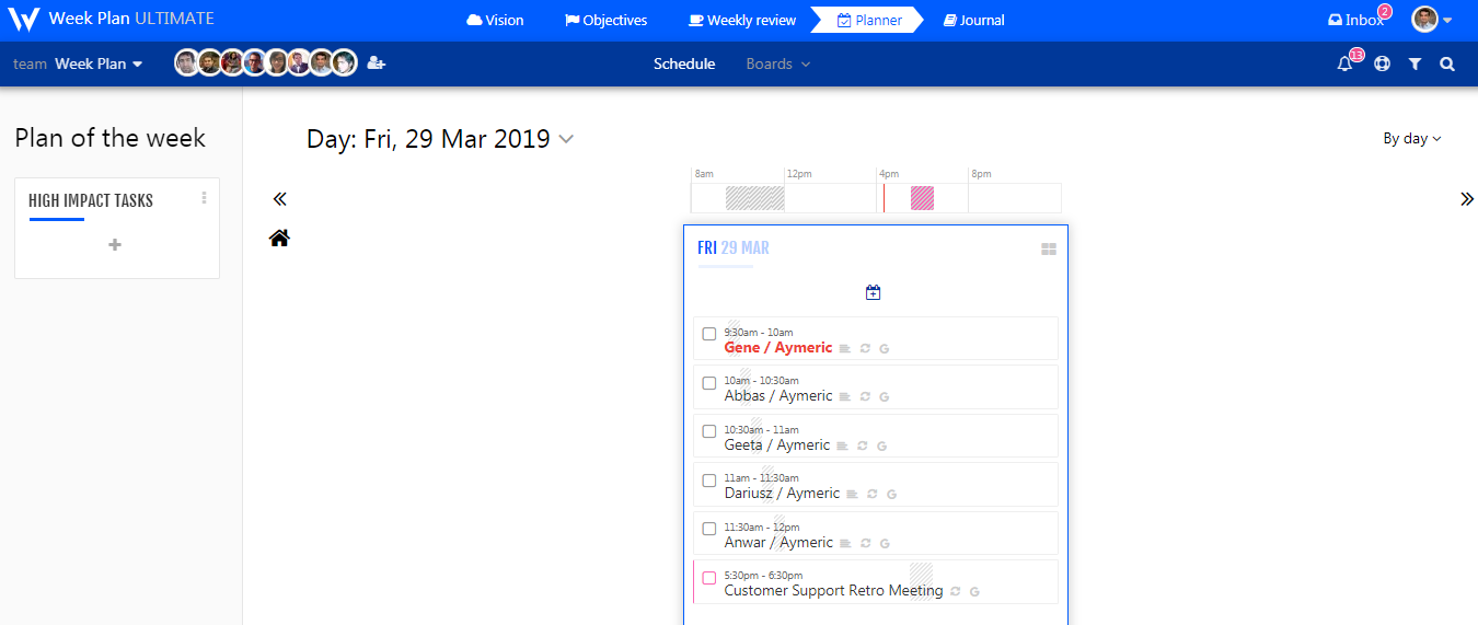 Screenshot of Day summary